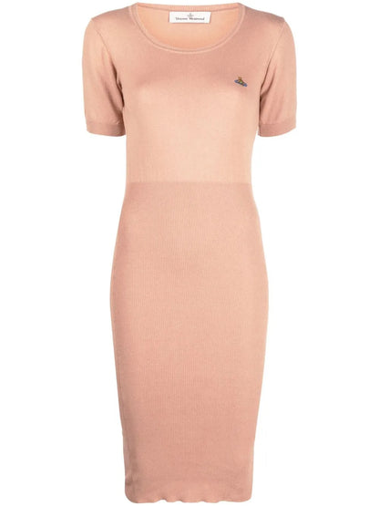 Orb-Logo Knitted Midi Dress