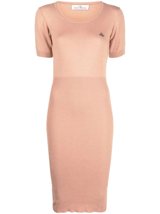 Orb-Logo Knitted Midi Dress