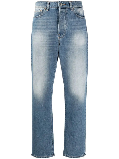 Distressed Straight-Leg Jeans