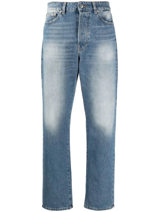 Distressed Straight-Leg Jeans