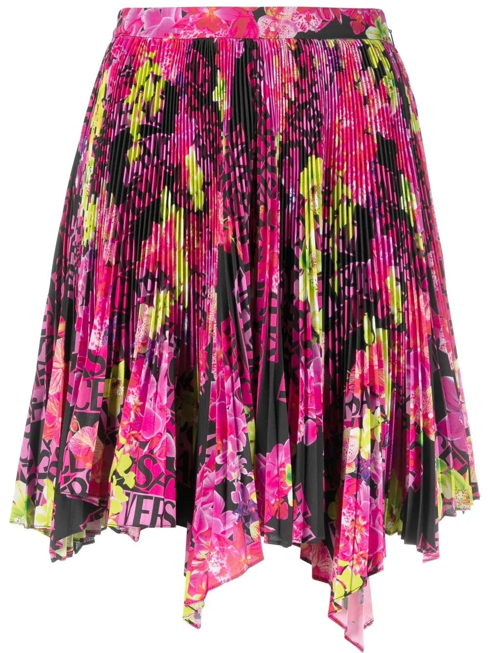 Logo-Print Pleated Asymmetric Skirt
