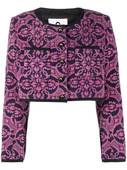 Graphic-Print Cropped Jacket