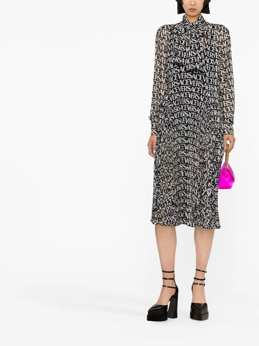 Logo-Print Silk Shirtdress