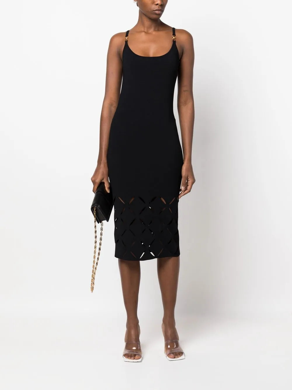 Medusa-Plaque Cut-Out Midi Dress