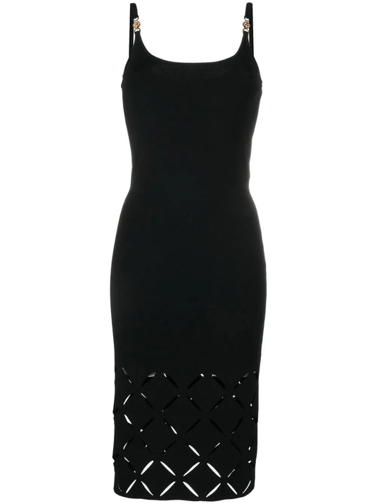 Medusa-Plaque Cut-Out Midi Dress