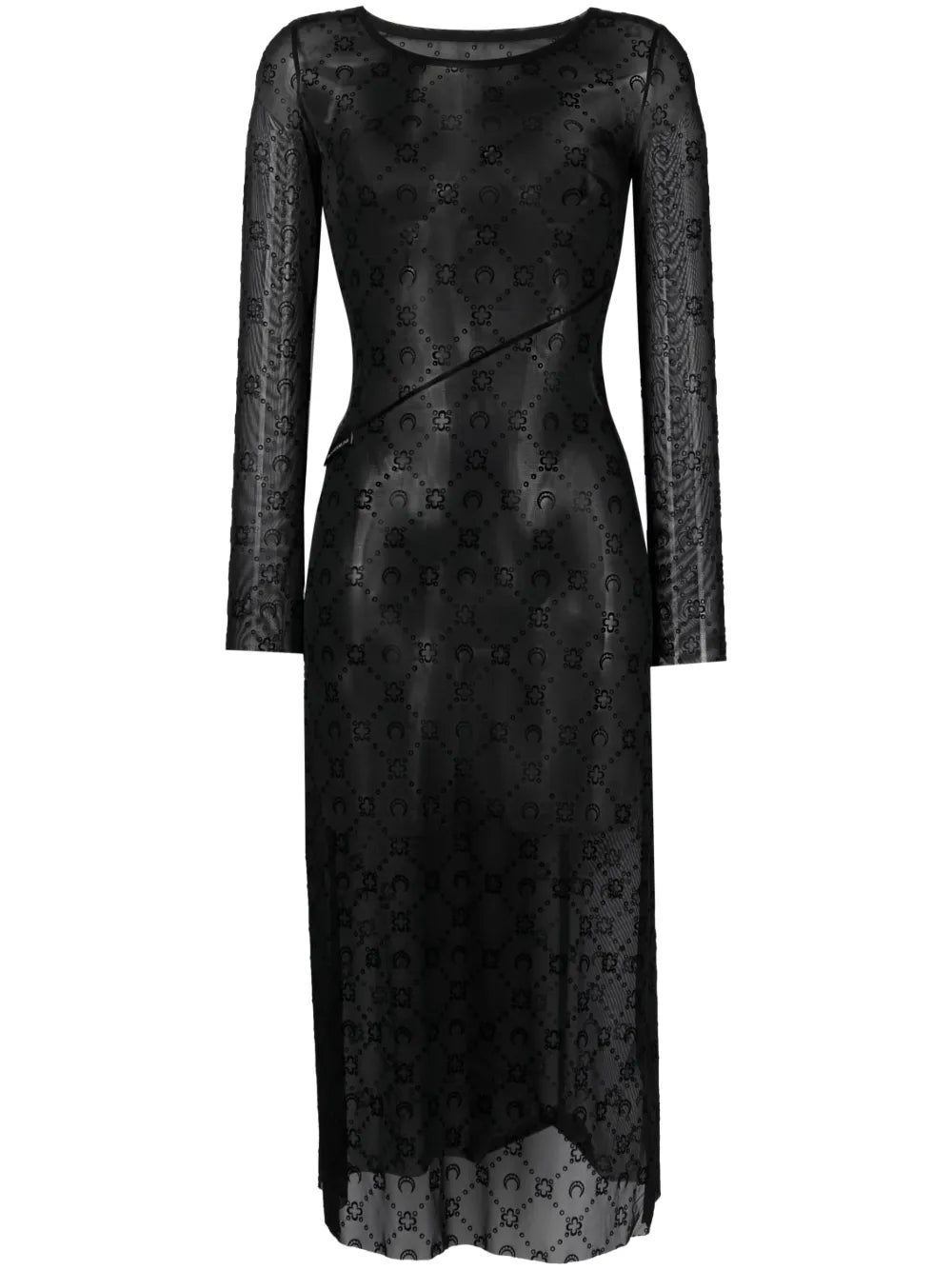 Moonogram Flocked Mesh Midi Dress