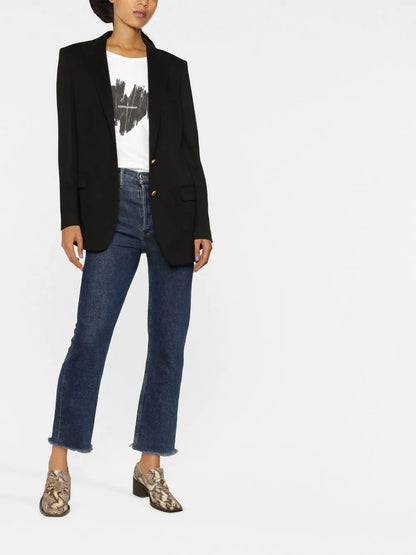 Peak-Lapel Single-Breasted Blazer