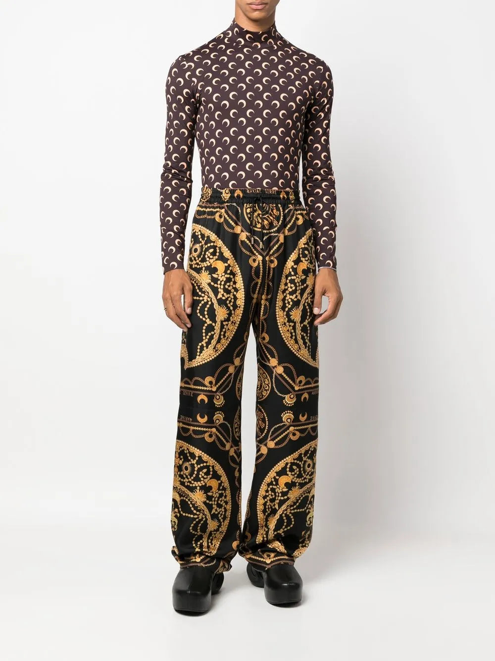 Ornament Jewellery-Print Silk Trousers