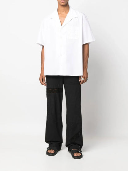 Lace-Panel Cotton Trousers