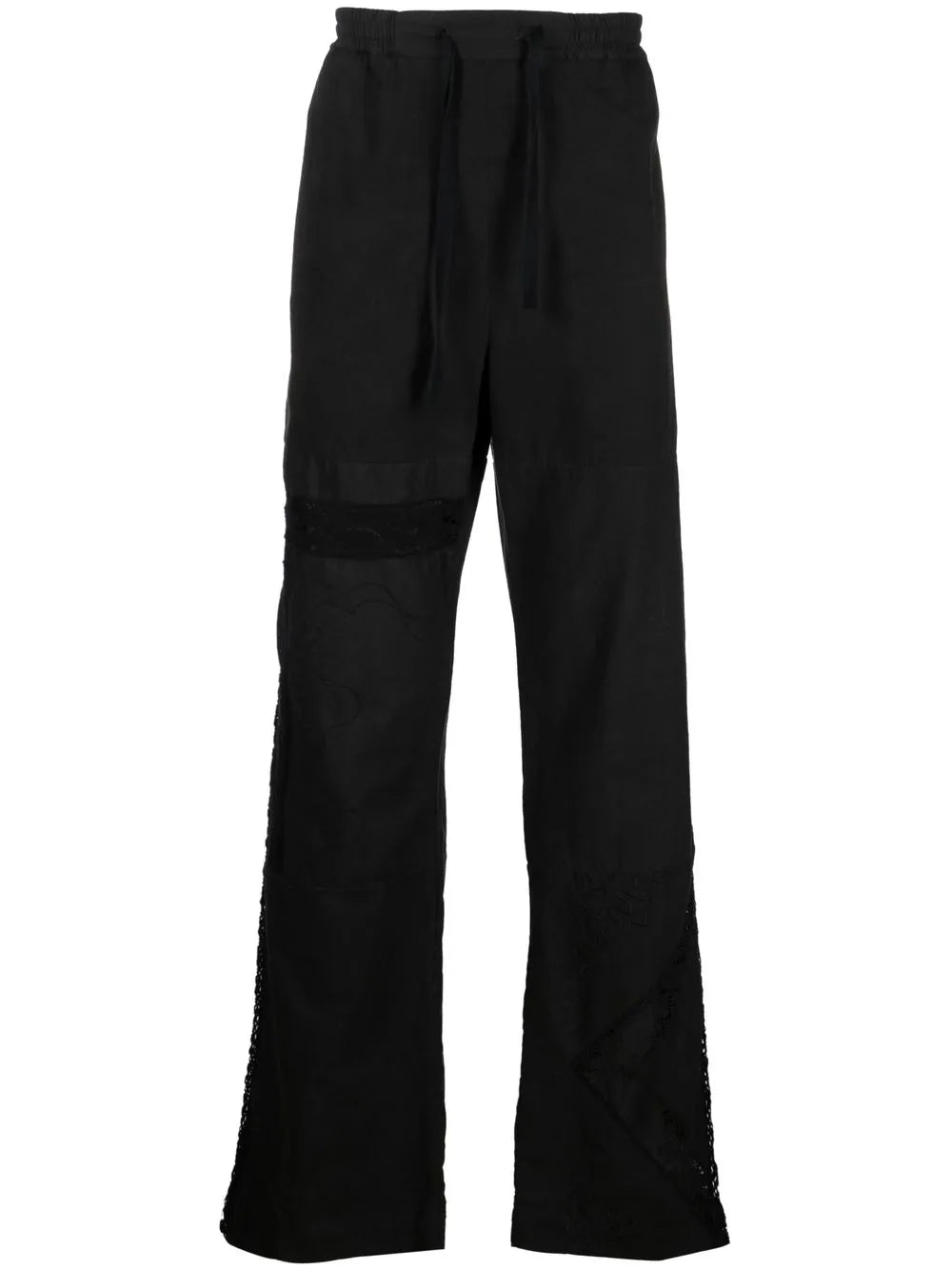 Lace-Panel Cotton Trousers