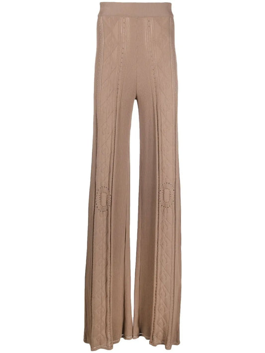 Neutral Pointelle Knit Trousers