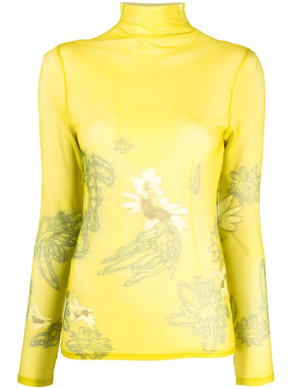 Lace-Embroidered Long-Sleeve Top