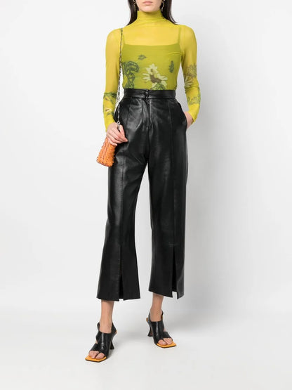 Lace-Embroidered Long-Sleeve Top
