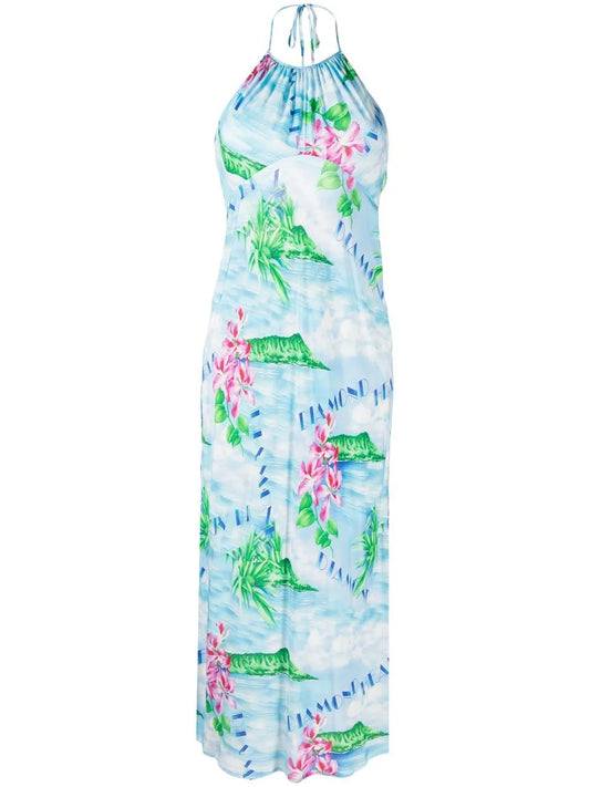 Marylin Diamond-Postcard Print Dress
