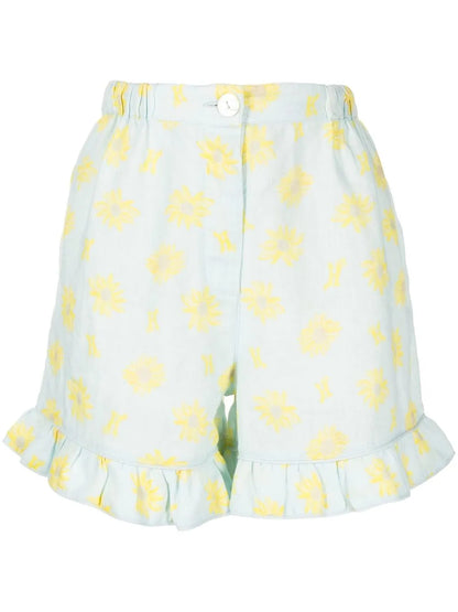Mira Floral-Print Linen Shorts