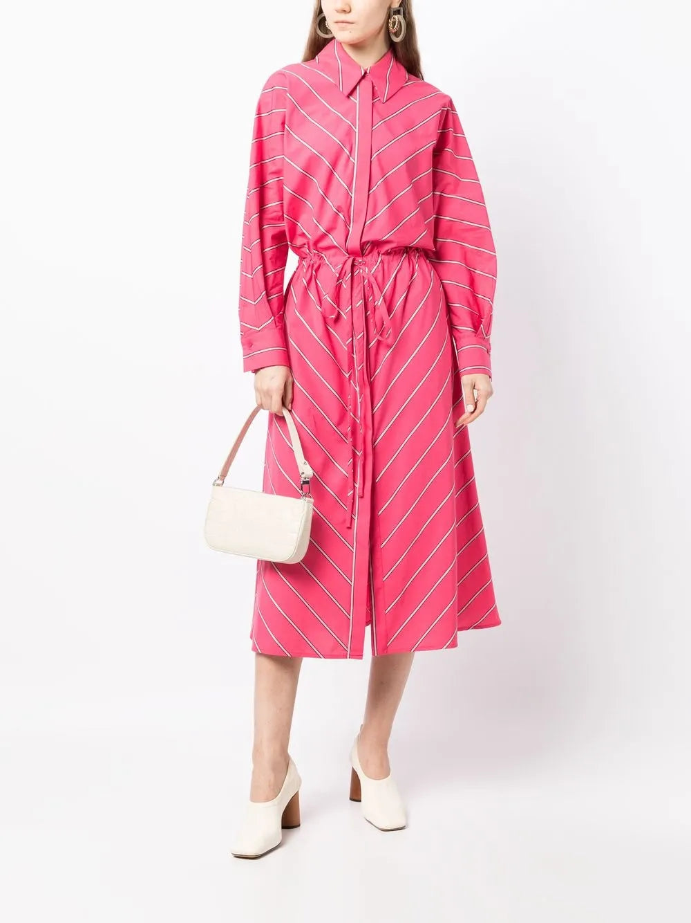 Striped Shirt Midi Dress