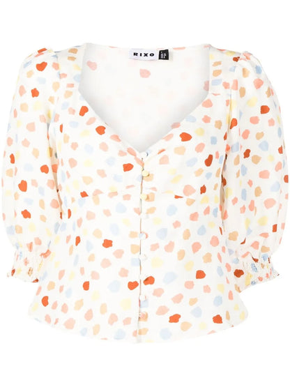 Palma Spot-Print Blouse