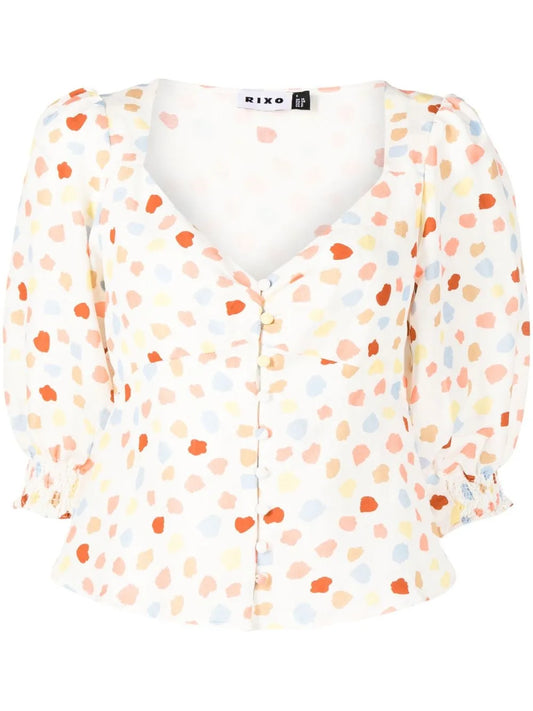 Palma Spot-Print Blouse