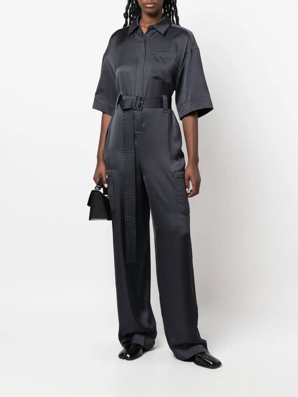 Short-Sleeve Straight-Leg Jumpsuit