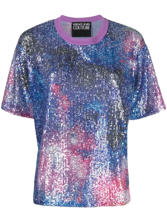 Sequin-Embellished Short-Sleeved T-Shirt