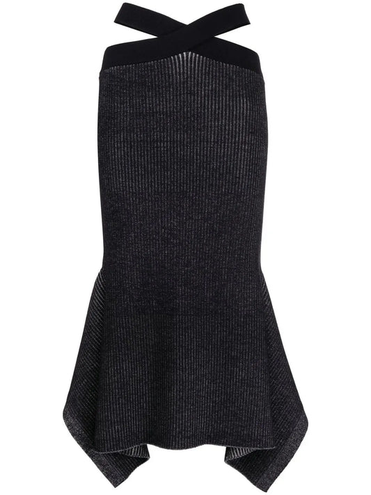 Ribbed-Knit Asymmetric Skirt