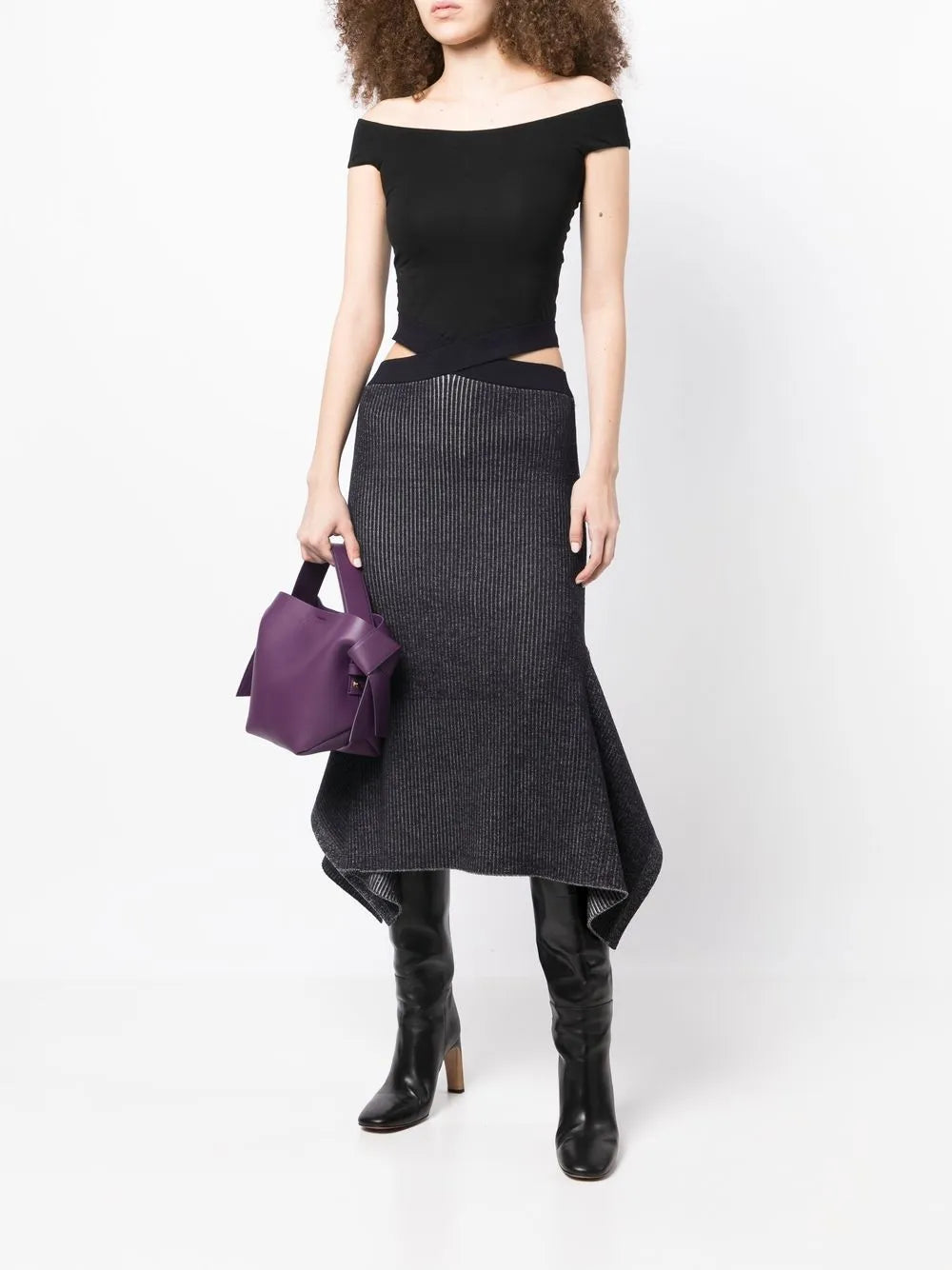 Ribbed-Knit Asymmetric Skirt