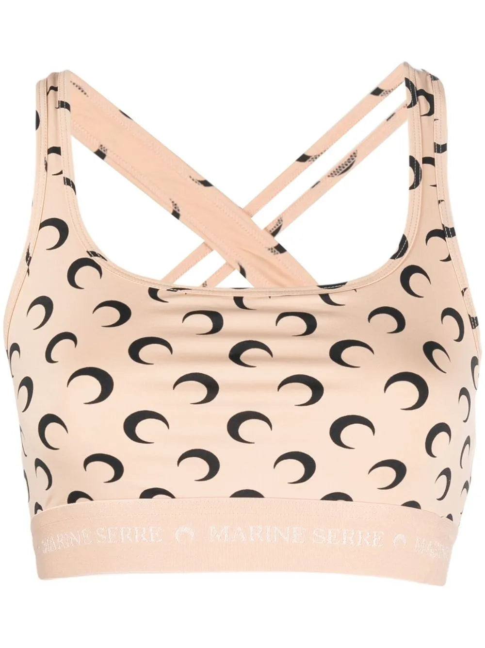 Crescent Moon-Print Crop Top