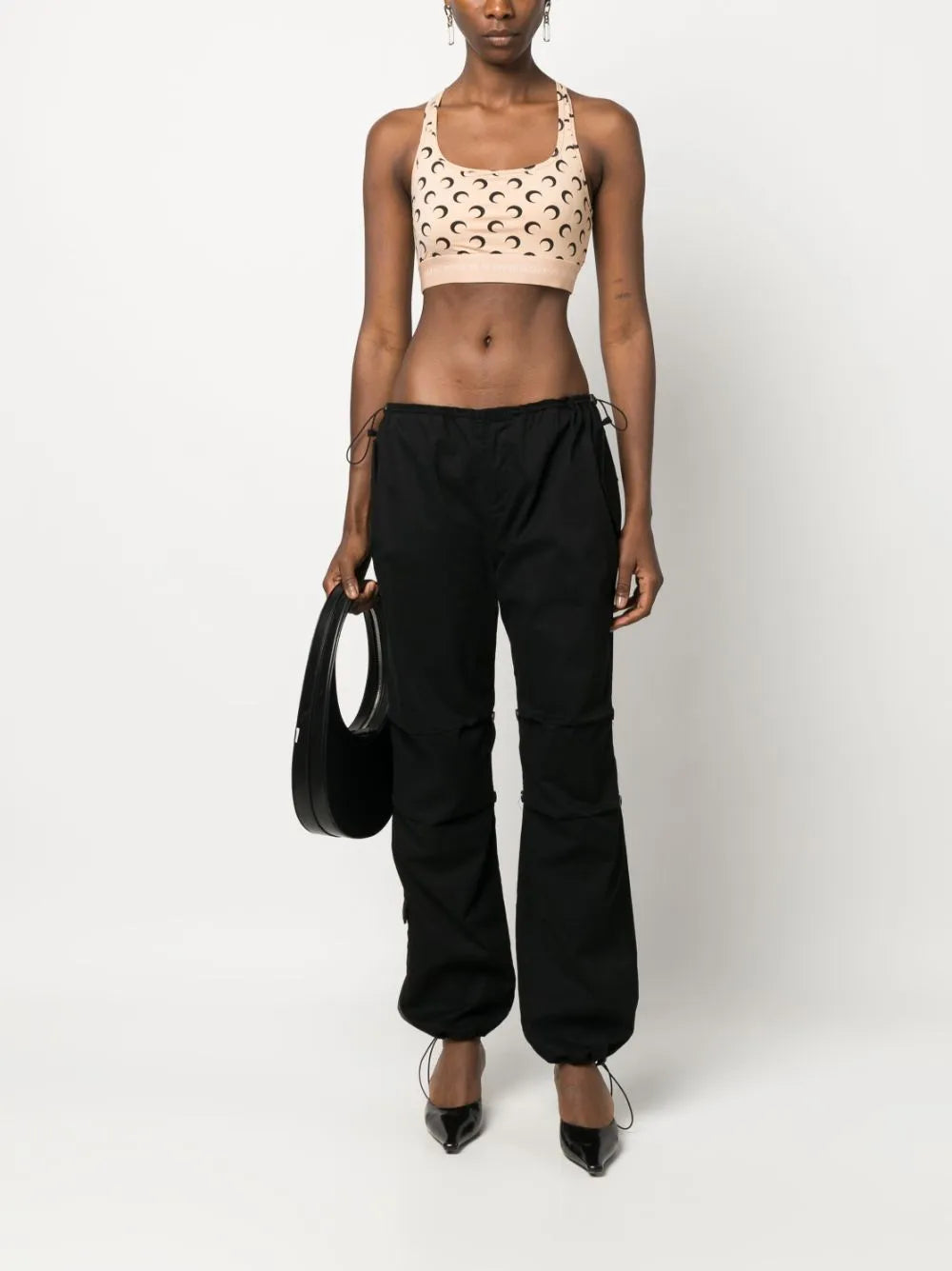 Crescent Moon-Print Crop Top