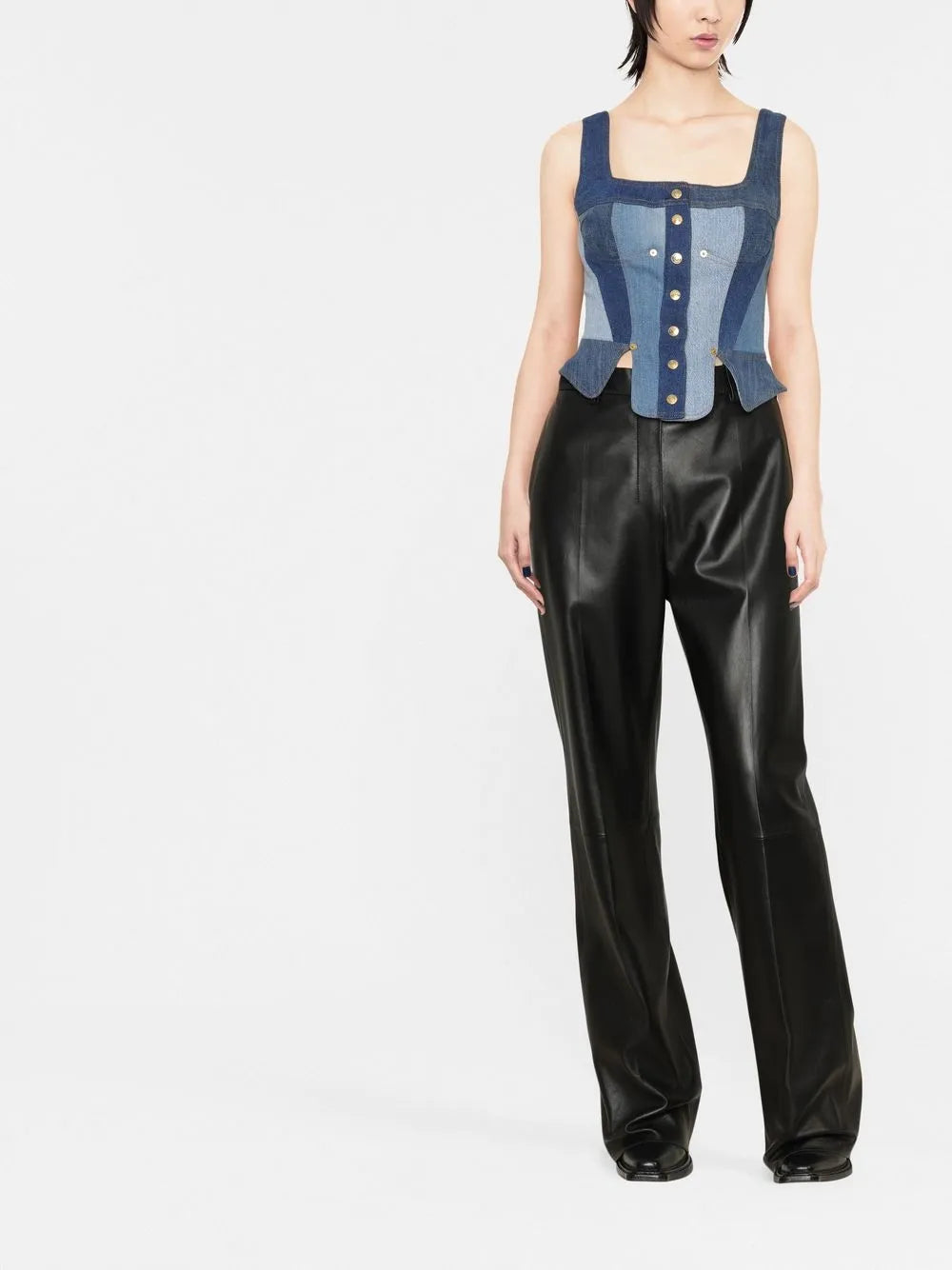 Regenerated Denim Bustier Top