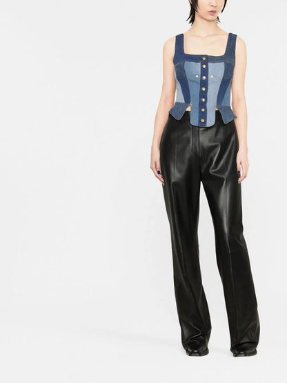 Regenerated Denim Bustier Top