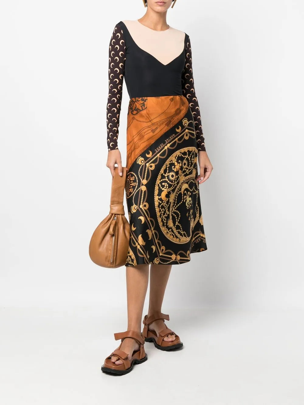 Regenerated Jewellery-Print Silk Skirt