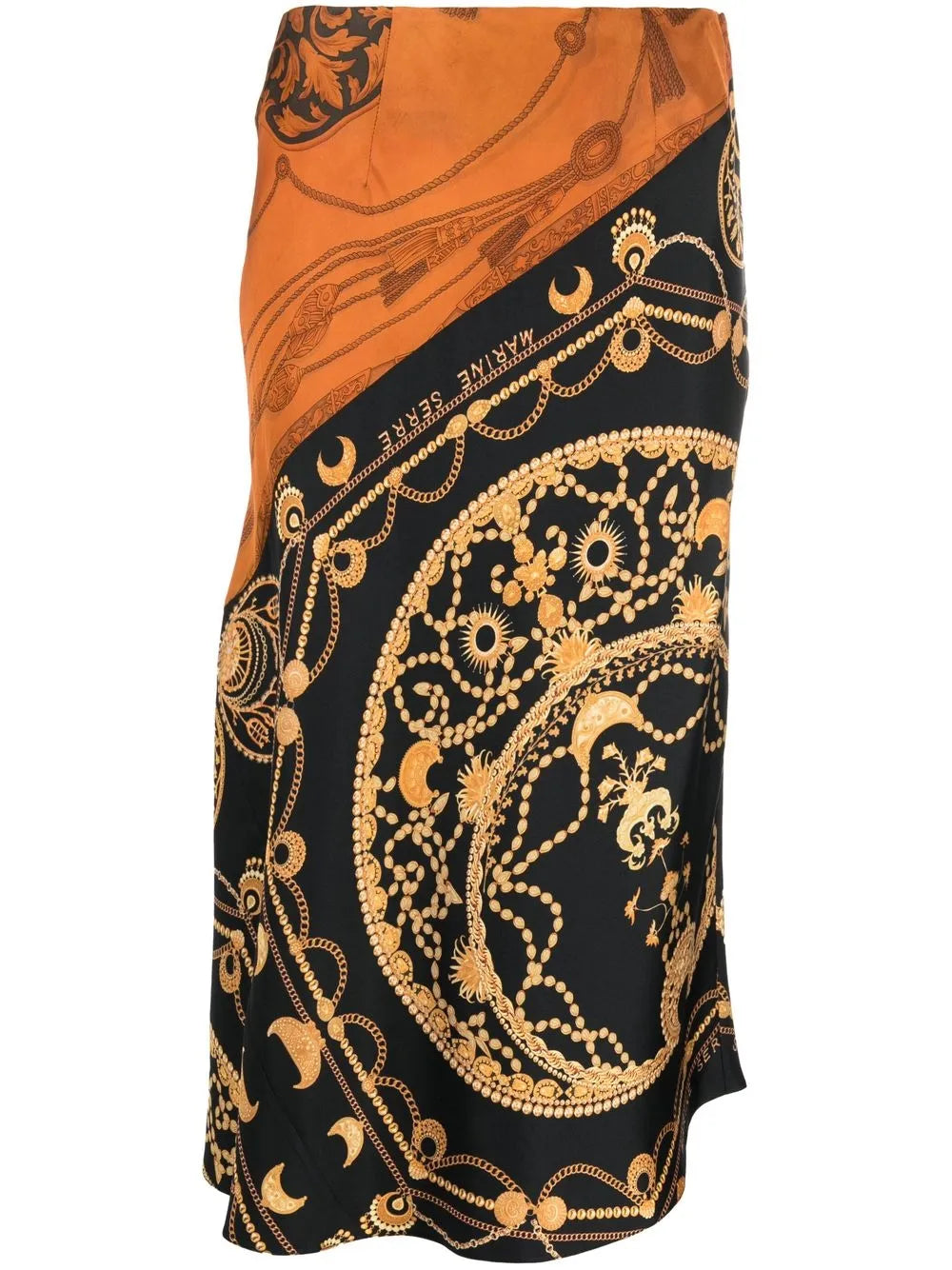 Regenerated Jewellery-Print Silk Skirt