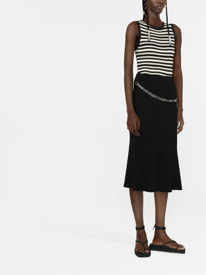 Chain-Detail Ribbed-Knit Skirt