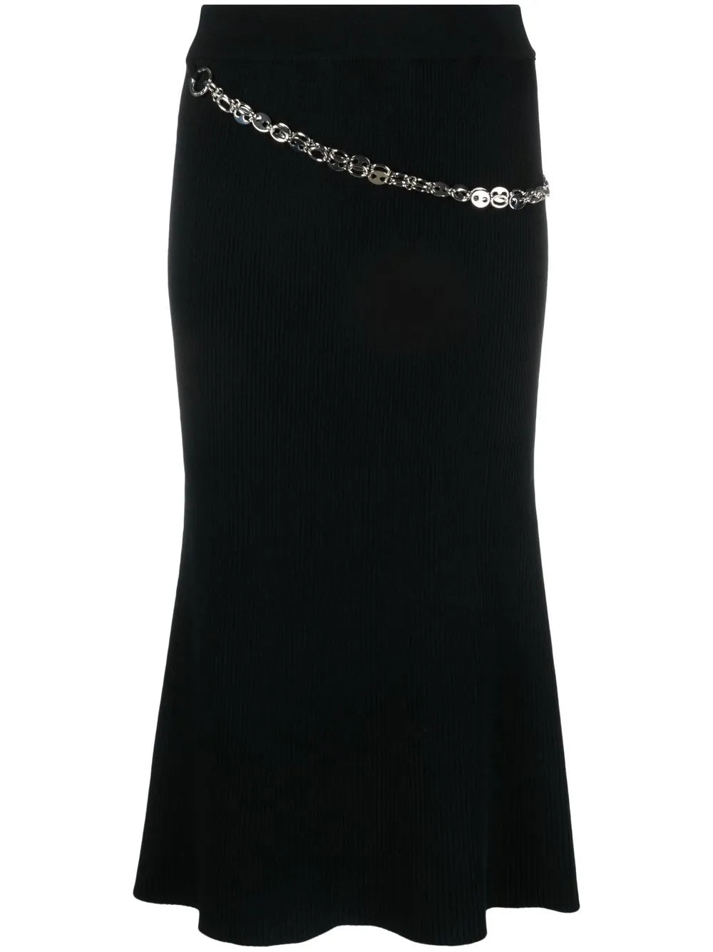 Chain-Detail Ribbed-Knit Skirt