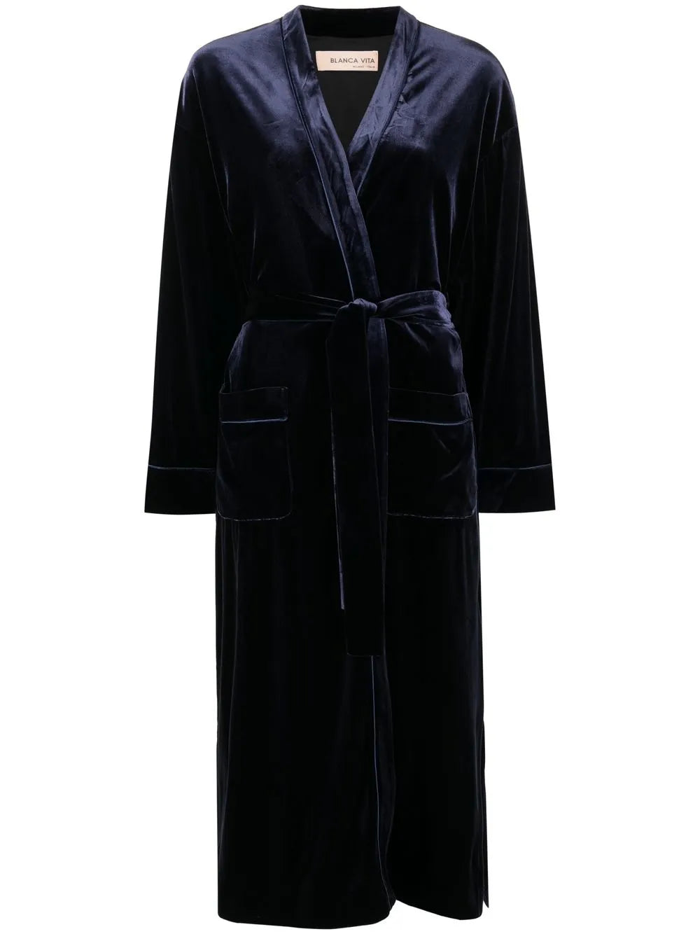 Velvet-Effect Tie-Waist Coat