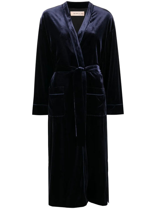 Velvet-Effect Tie-Waist Coat