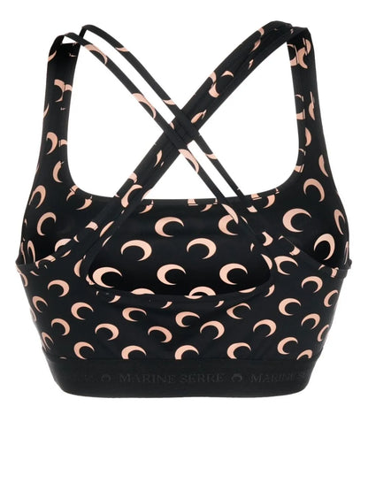 Crescent Moon-Print Crop Top
