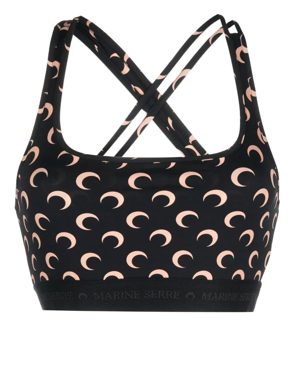 Crescent Moon-Print Crop Top