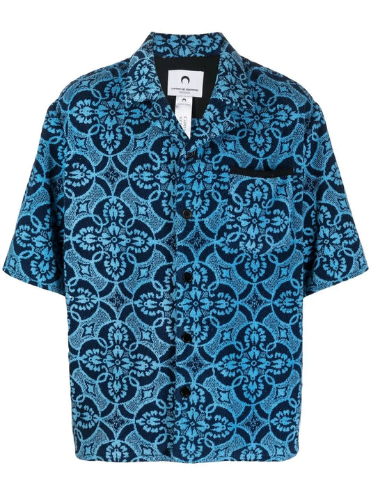 Oriental Towel-Print Short-Sleeve Shirt