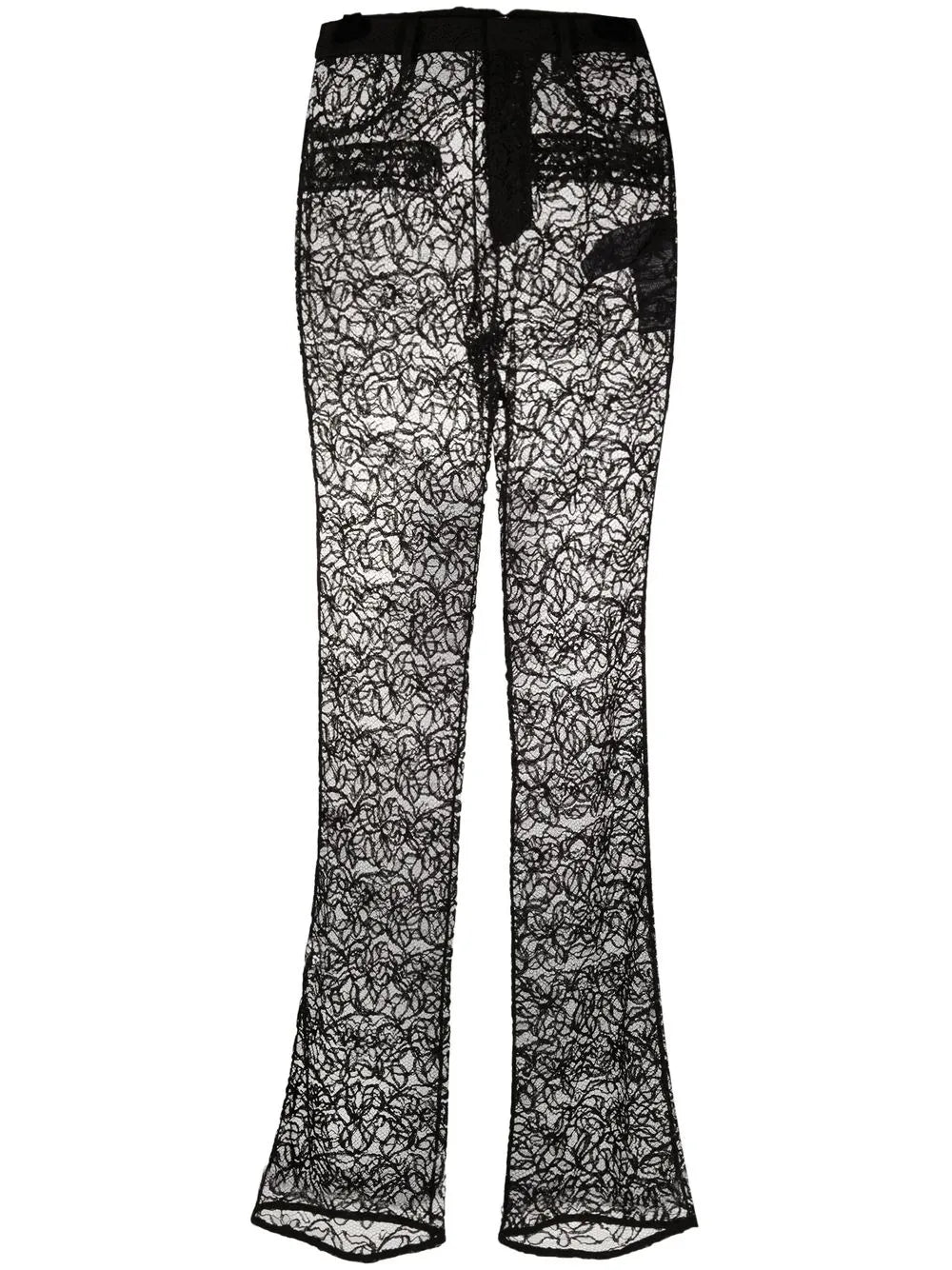 Straight-Leg Floral Lace Trousers