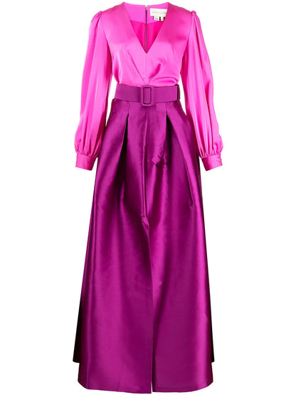 Zoe Belted Satin Gown