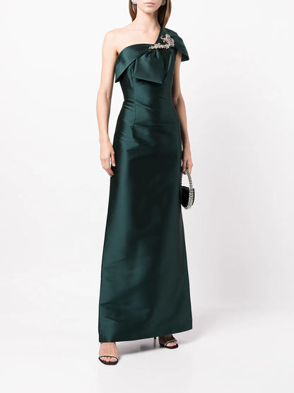 Ines Crystal-Embellished Satin Gown