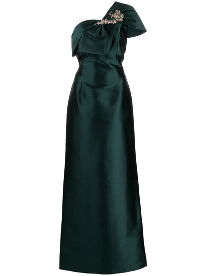 Ines Crystal-Embellished Satin Gown