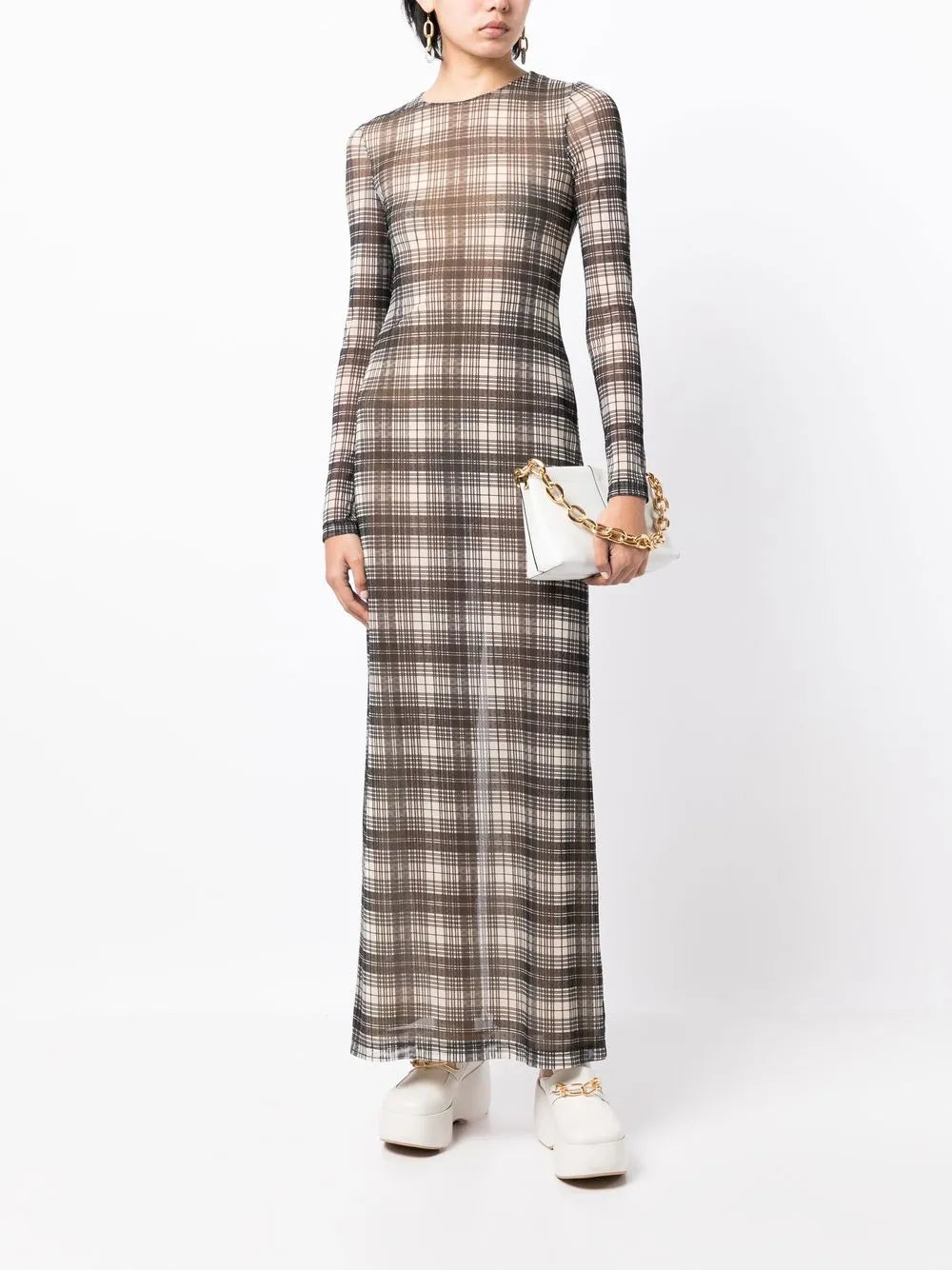 Plaid-Check Print Maxi Dress