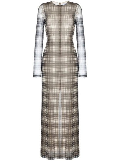 Plaid-Check Print Maxi Dress