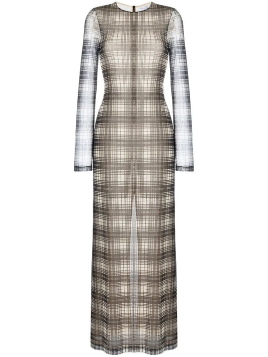 Plaid-Check Print Maxi Dress