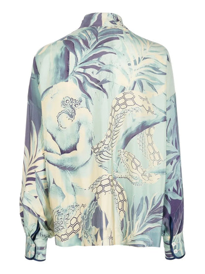 Jungle-Print Silk Blouse