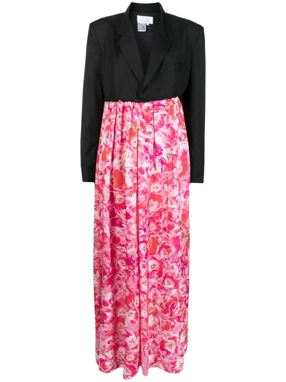 Tulip-Print Panelled Dress