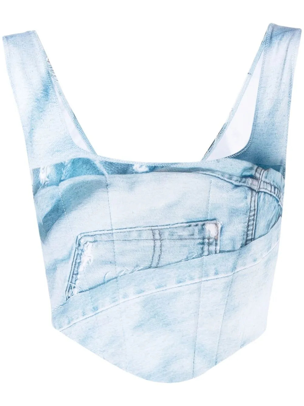 Denim-Print Corset Top