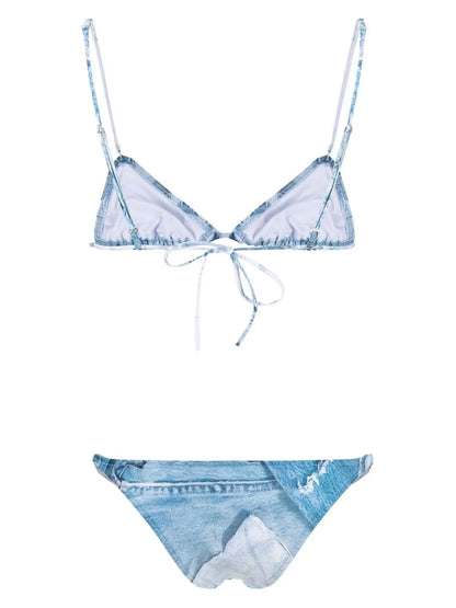 Jeans-Print Bikini